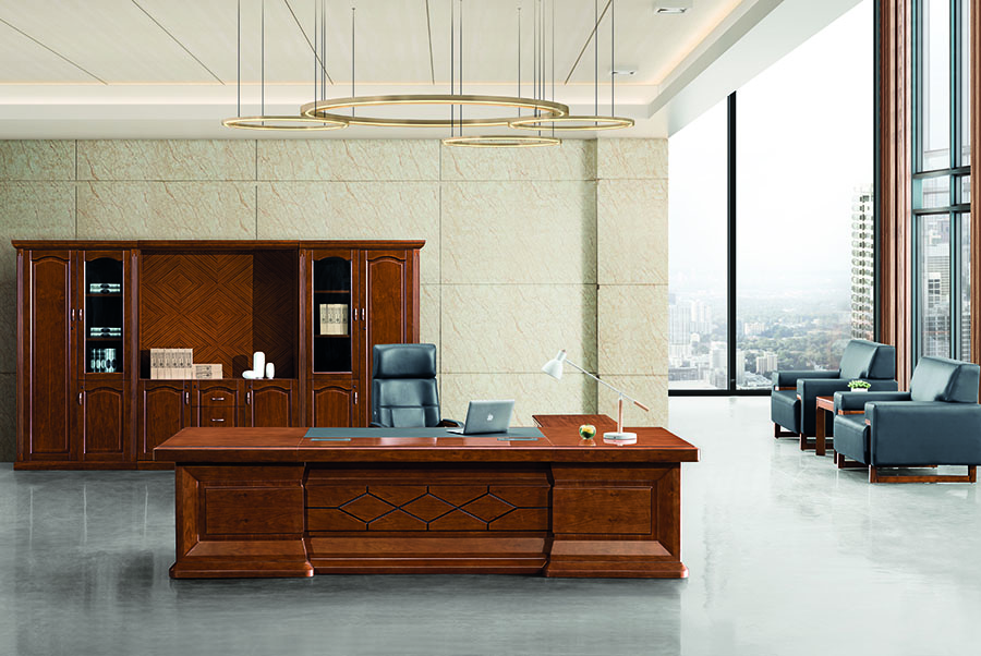 老板桌_YZ-1214_实木老板桌定制